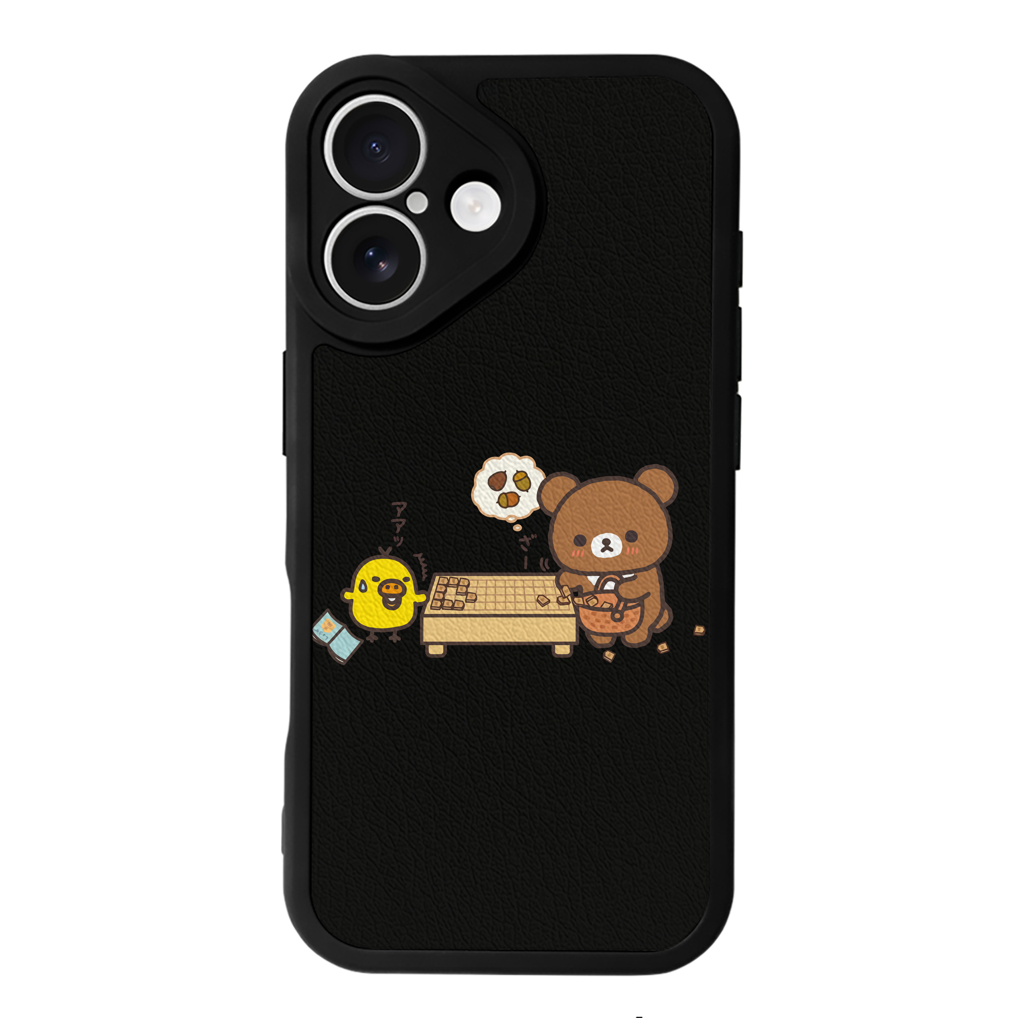 （画像用） リラックマ リラックマ キイロイトリ Rilakkuma Korilakkuma Kiiroitori 【iPhone 16シリーズ対応】シリコンスマホケース（レザー調） 材質：シリコン